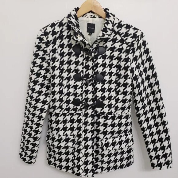 Rampage Maddy Toggle Black and White Houndstooth Women's Coat Sz L - Picture 2 of 8